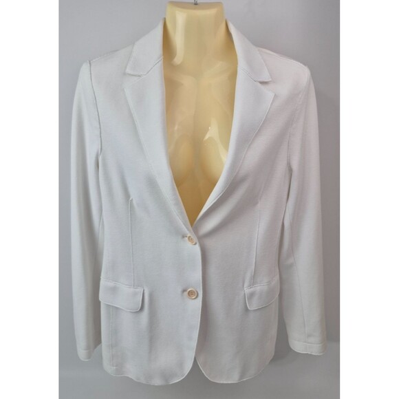 Eleventy Jackets & Blazers - Eleventy Women's White Single Breasted Cotton Blend Blazer Size 0